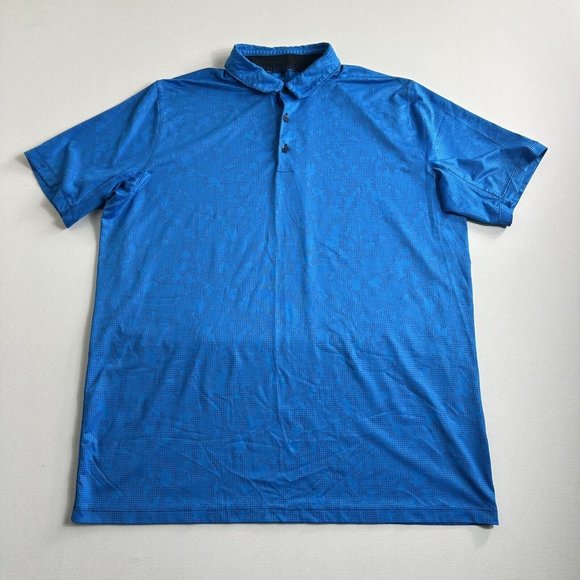 Nike Golf‎ Standard Fit Polo Shirt Men Size Large Blue Short Sleeve Active Camo - Picture 1 of 9